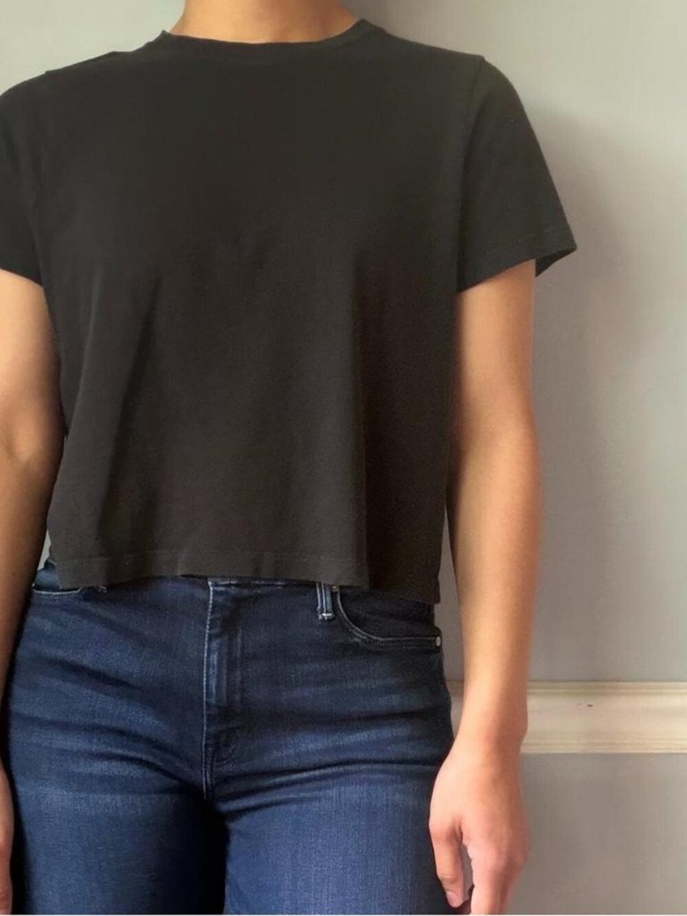 Madewell black boxy crop tee